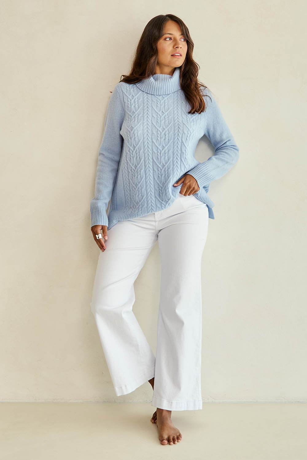 Wool Cable Knit Jumper – Iceblue