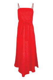 Product shot of the Linen Riviera Maxi – Red in colour Red, from the front