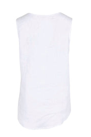 Product shot of the Linen Tank – White in colour White, from the back