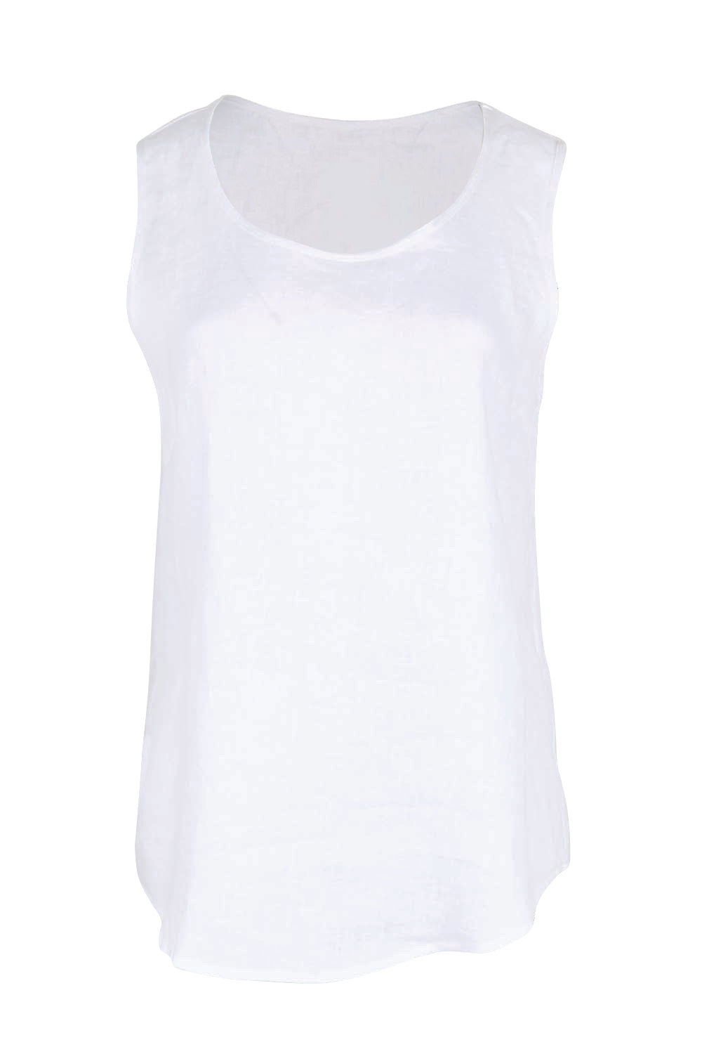 Product shot of the Linen Tank – White in colour White, from the front