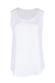 Product shot of the Linen Tank – White in colour White, from the front