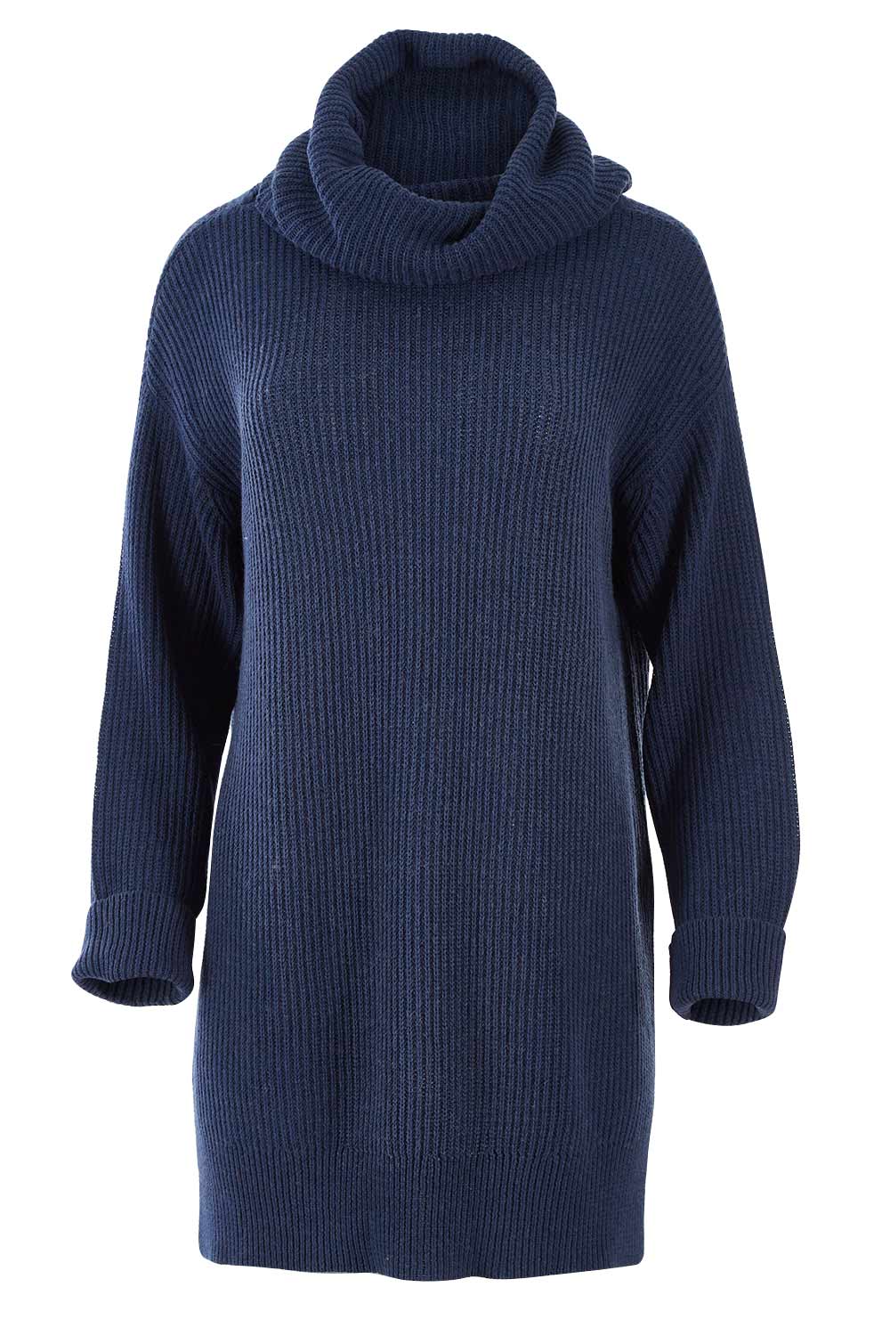 Preloved Cotton Wool Blend Rolled Neck Tunic - BlueDam
