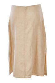 Product shot of the Cotton Linen Waist Tie Skirt in colour Macadamia, from the back