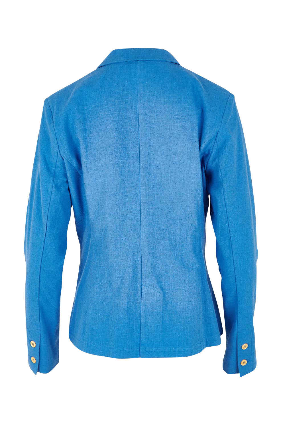 Product shot of the Cotton Linen Blazer in colour Boldblue (Blue), from the back