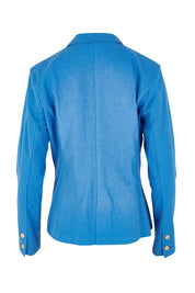 Product shot of the Cotton Linen Blazer in colour Boldblue (Blue), from the back