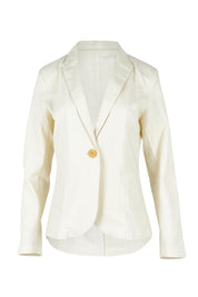 Product shot of the Cotton Linen Blazer in colour Cream, from the front