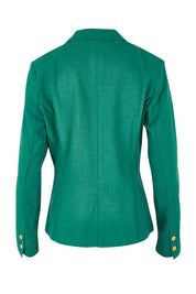 Product shot of the Cotton Linen Blazer in colour Green (Green), from the back