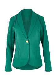 Product shot of the Cotton Linen Blazer in colour Green (Green), from the front