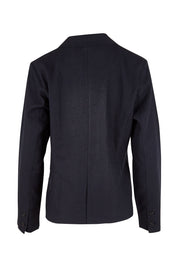 Product shot of the Cotton Linen Blazer in colour Midnight (Black), from the back