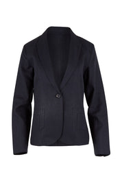 Product shot of the Cotton Linen Blazer in colour Midnight (Black), from the front