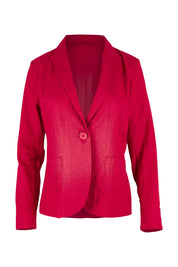 Product shot of the Cotton Linen Blazer in colour Red (Red), from the front