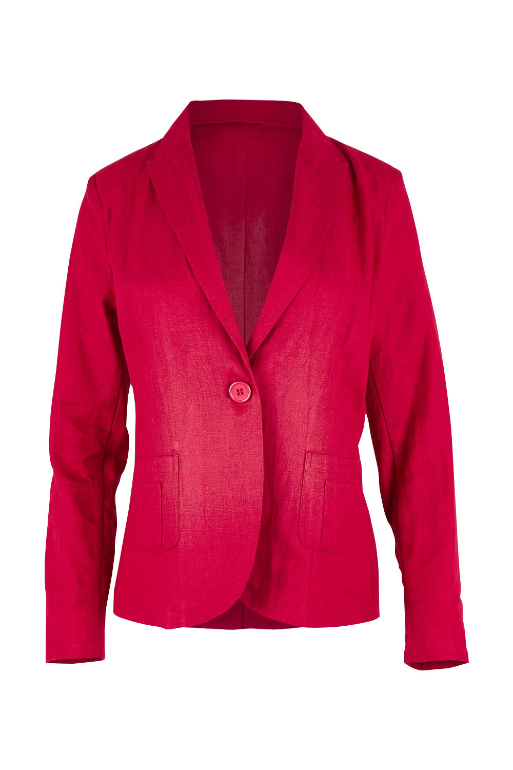 Product shot of the Cotton Linen Blazer in colour Red (Red), from the front