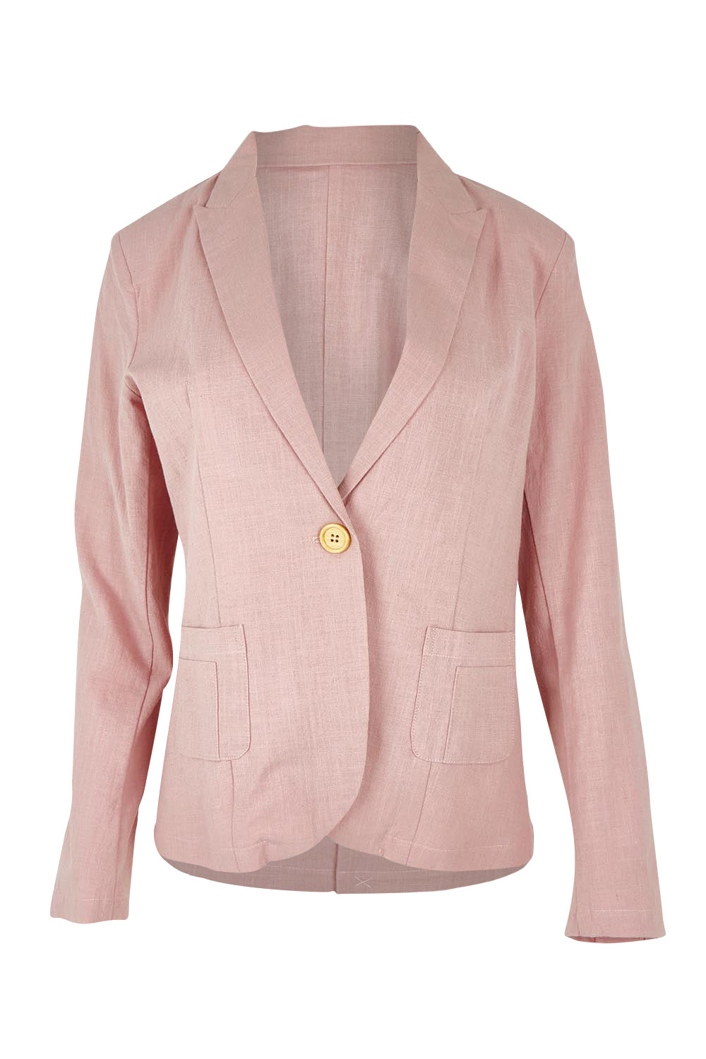 Product shot of the Cotton Linen Blazer in colour Softblush (Pink), from the front
