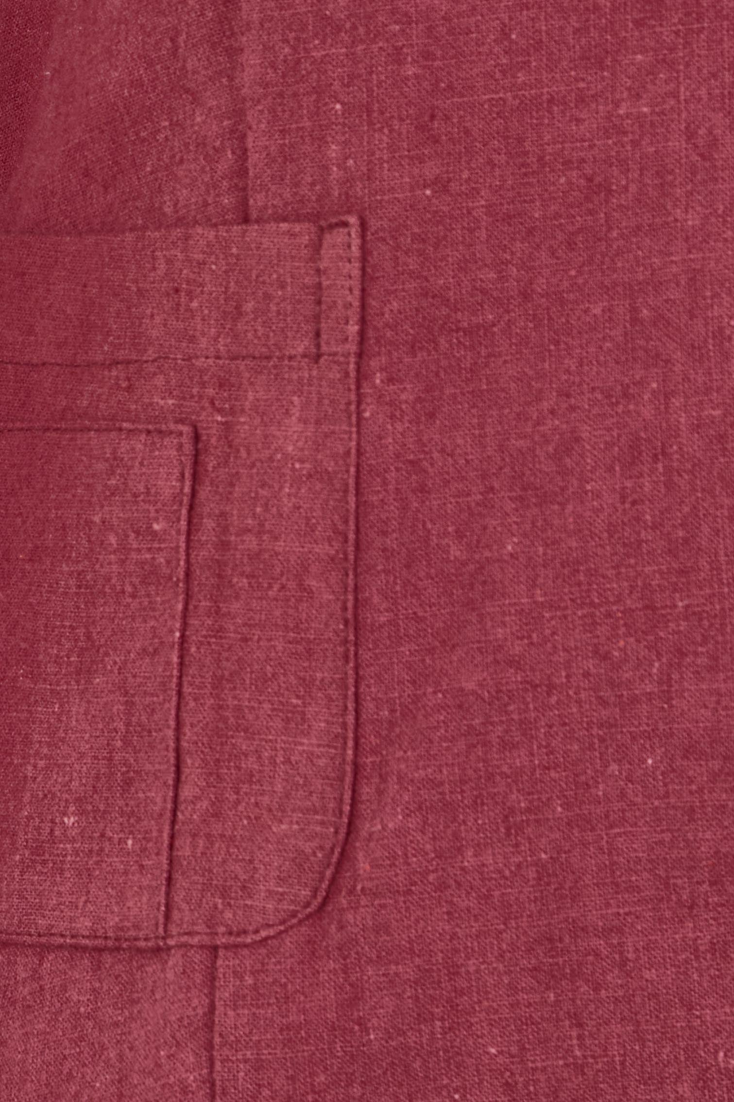 Product shot of the Cotton Linen Blazer in colour Wine (Red), detail