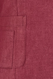 Product shot of the Cotton Linen Blazer in colour Wine (Red), detail