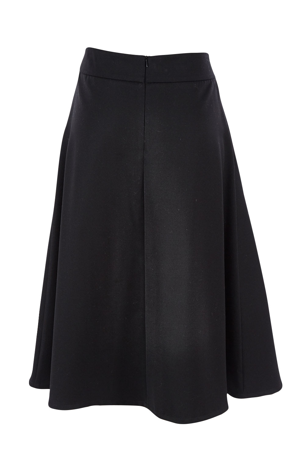 Product shot of the Wool Ain colourline Skirt - Midnight (Black), from the back