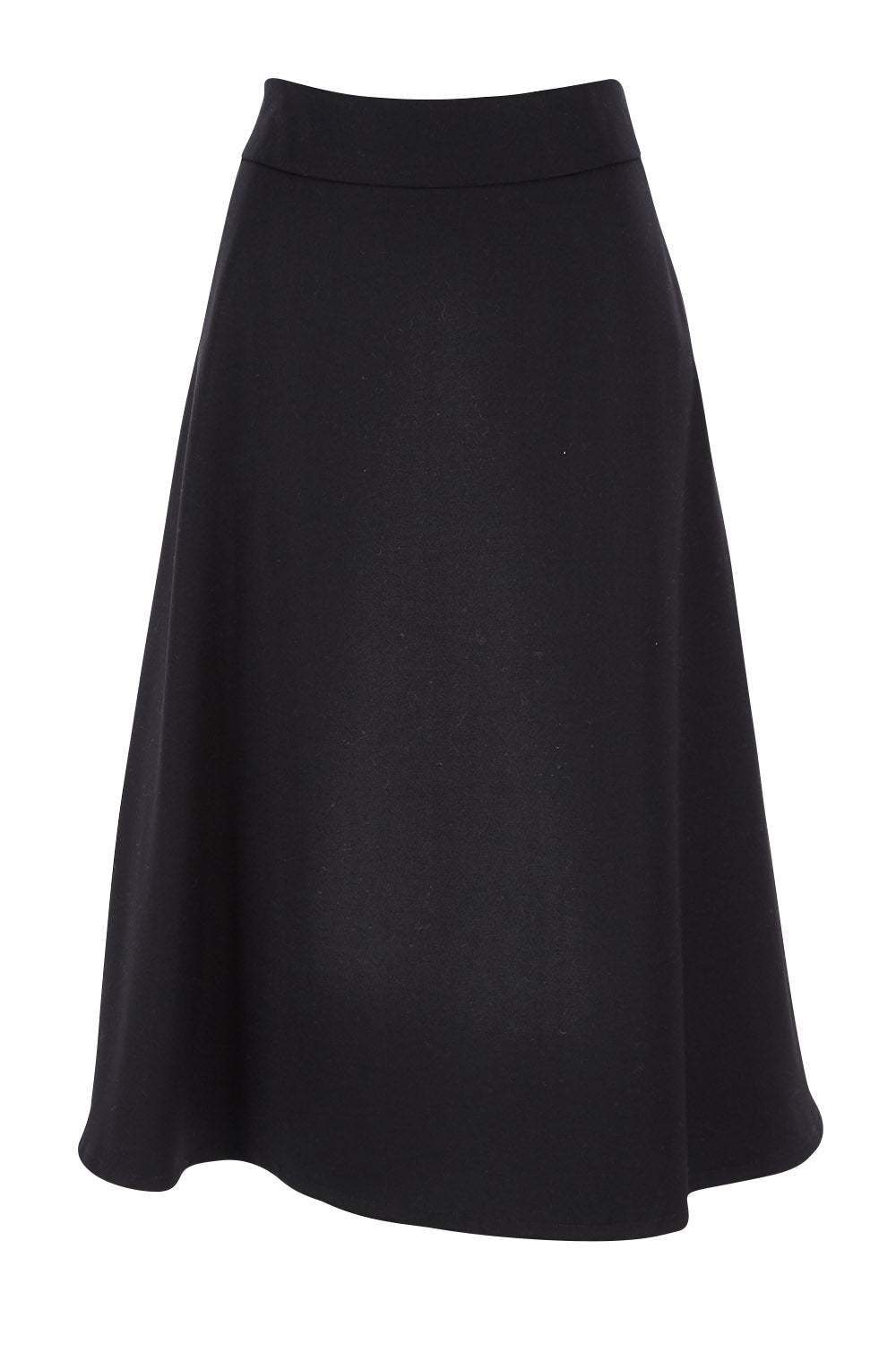 Product shot of the Wool Ain colourline Skirt - Midnight (Black), from the front