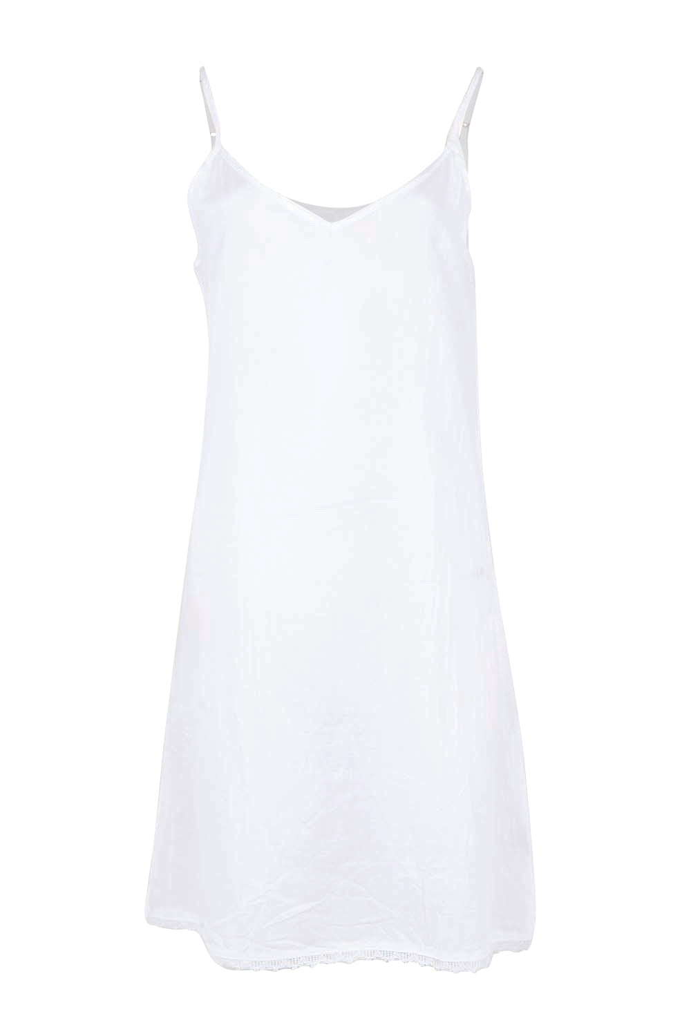 Product shot of the Cotton Slip - White in colour White, from the front