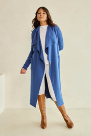Cotton Cashmere Waterfall Cardigan – Lake