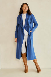 Cotton Cashmere Waterfall Cardigan – Lake
