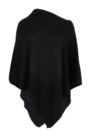 Product shot of the Cotton Cashmere Wool Poncho in colour Black (Black), from the front