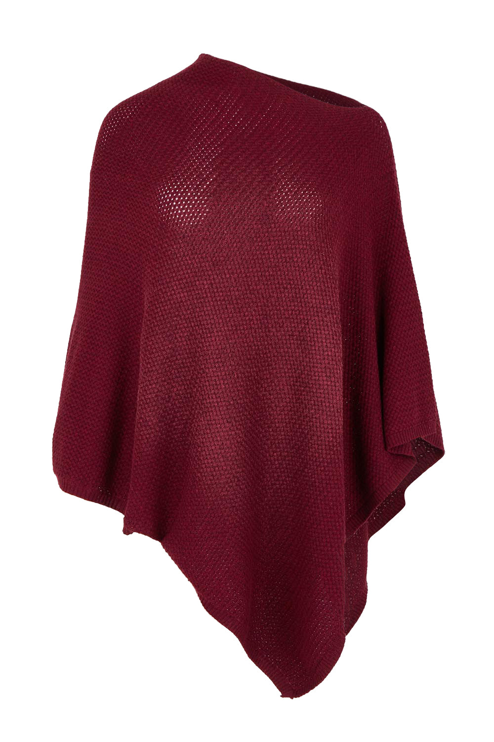 Cotton Cashmere Wool Poncho – Burgundy
