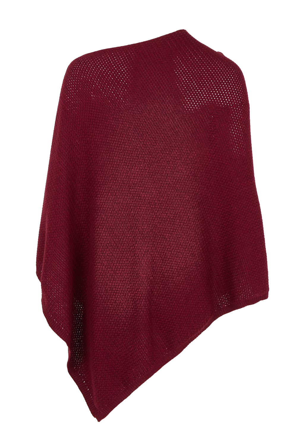 Cotton Cashmere Wool Poncho – Burgundy
