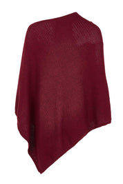 Cotton Cashmere Wool Poncho – Burgundy