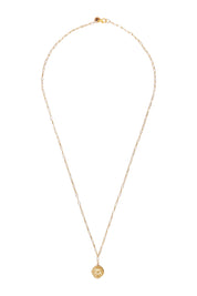 Product shot of the Earth Drop Pendant Necklace in colour Gold (Metallics), from the front