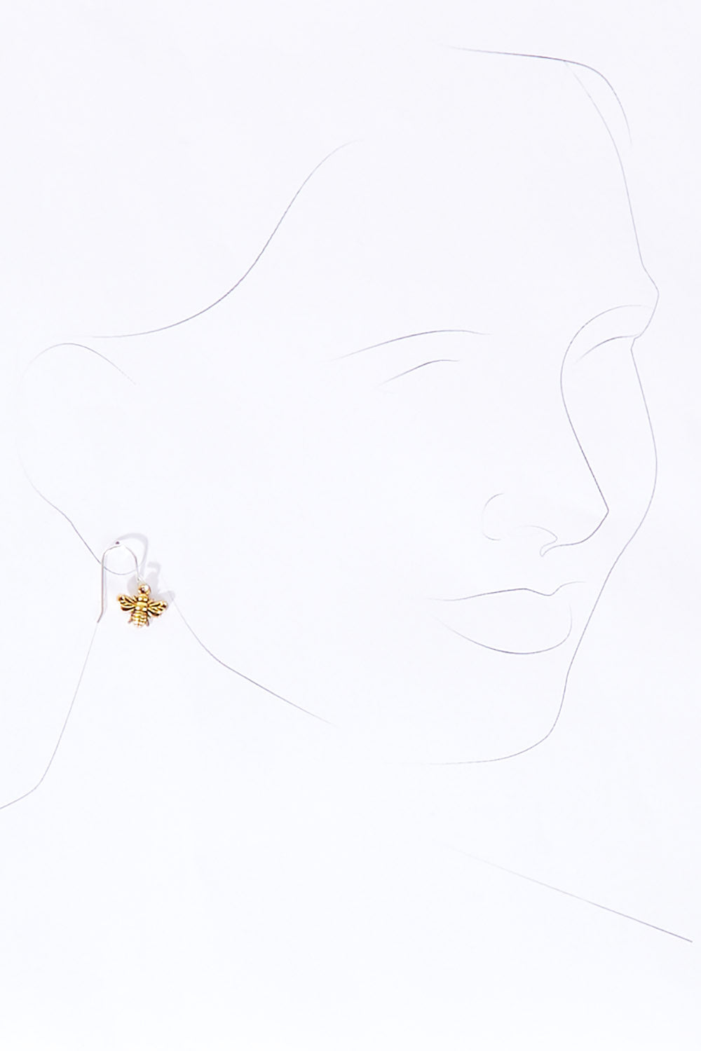 A model wearing size OneSize of the Gold Bee Drop Earring in colour Gold (Metallics), from the front, showing the whole outfit