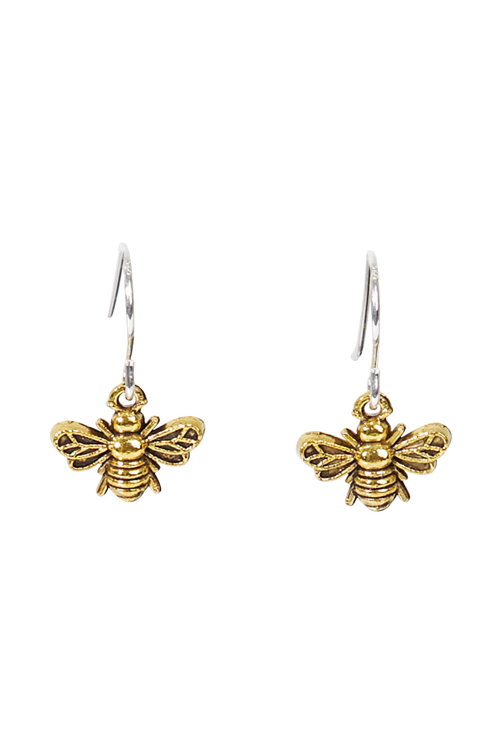Product shot of the Gold Bee Drop Earring in colour Gold (Metallics), from the front