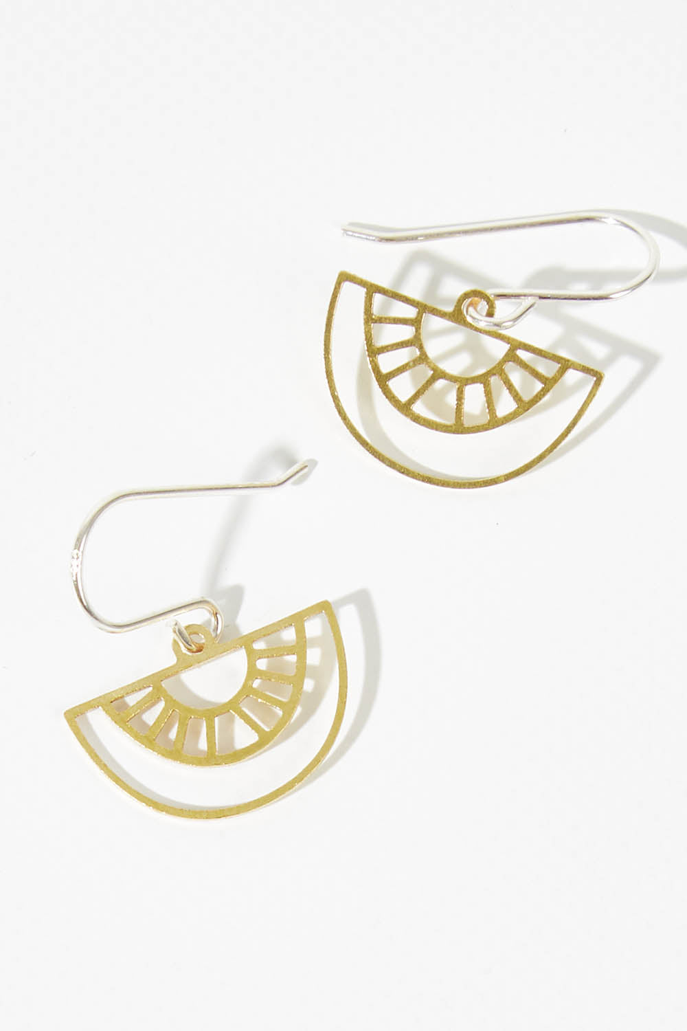 A model wearing size OneSize of the Gold BIB Raw Brass Drop Earring in colour Rawbrass (Metallics), from the front, showing the whole outfit