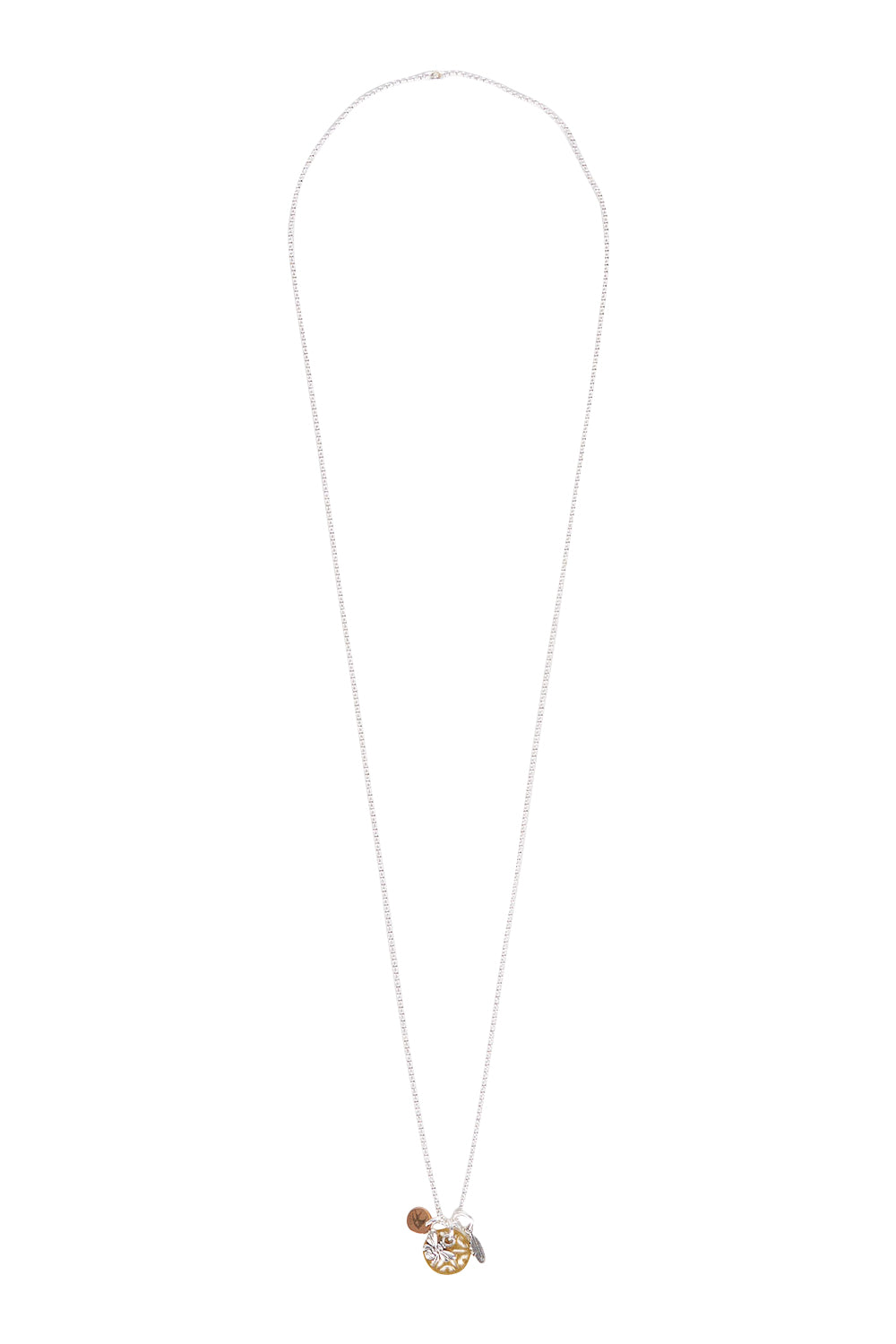 Product shot of the Honeybee Drop Necklace in colour Goldsilver (Metallics), from the front