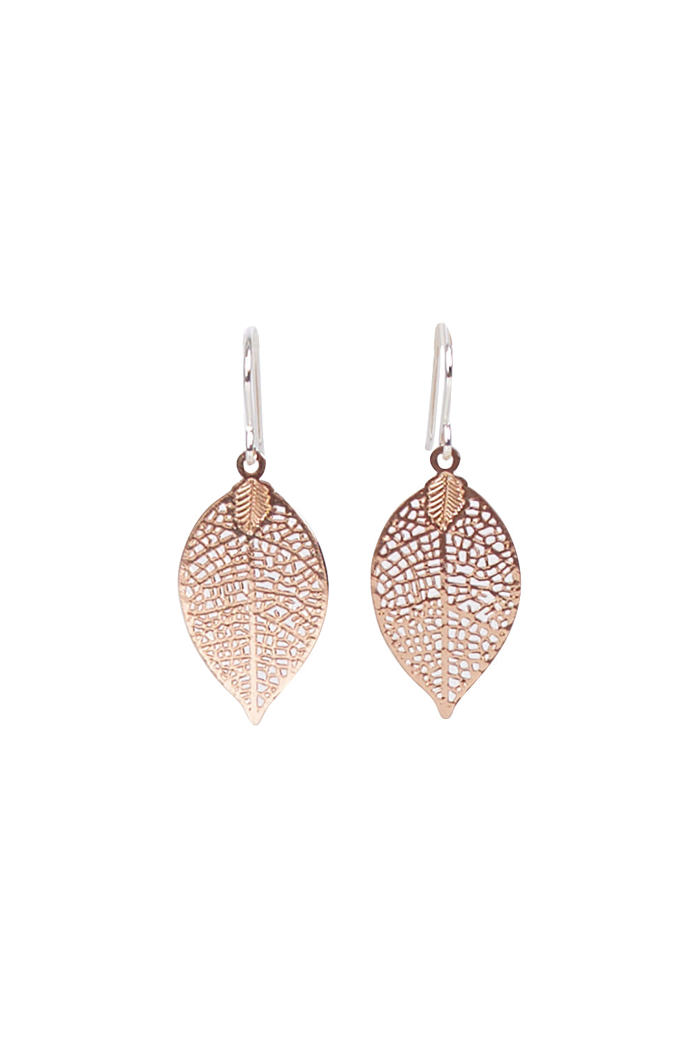 Product shot of the Phoebe Filigree Earring in colour Rosegold (Metallics), from the front