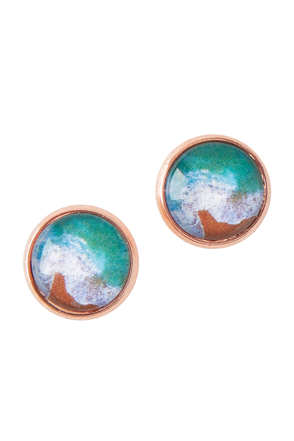 Product shot of the Sapphire Coast Stud Earrings in colour Metallic (Metallics), from the front