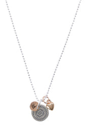Product shot of the Circle Of The Sun Pendant Necklace in colour Silver (Metallics), from the front