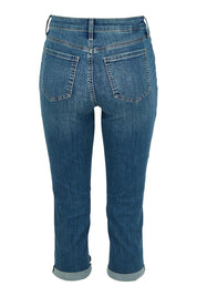 Product shot of the Chloe Capri Jean in colour Costabrava (Blue), from the back