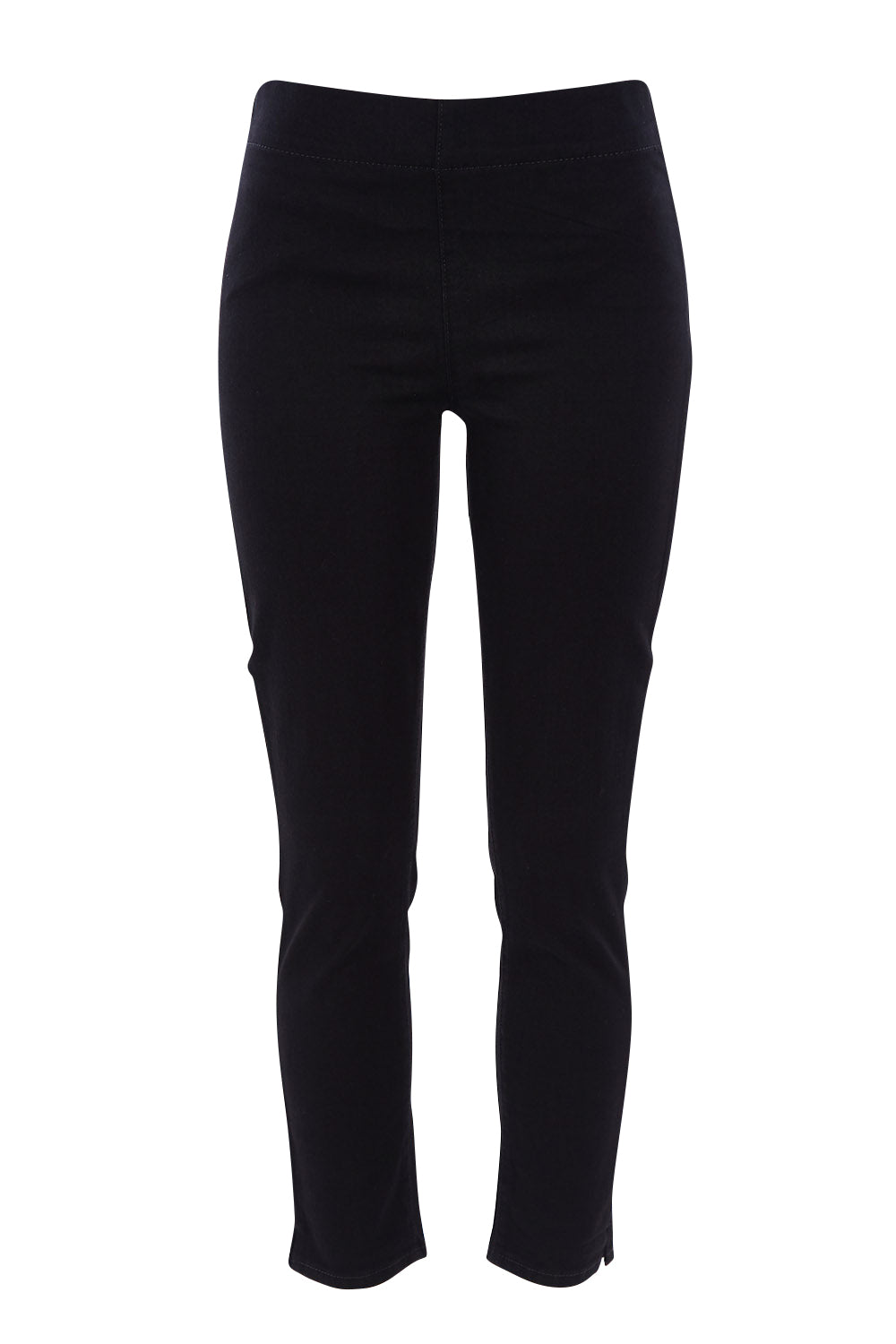 Product shot of the Alina Skinny Ankle Pull On Jean in colour Black (Black), from the front