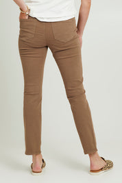 Model Grace wearing the Sheri Slim Jean in colour Incense, from the back