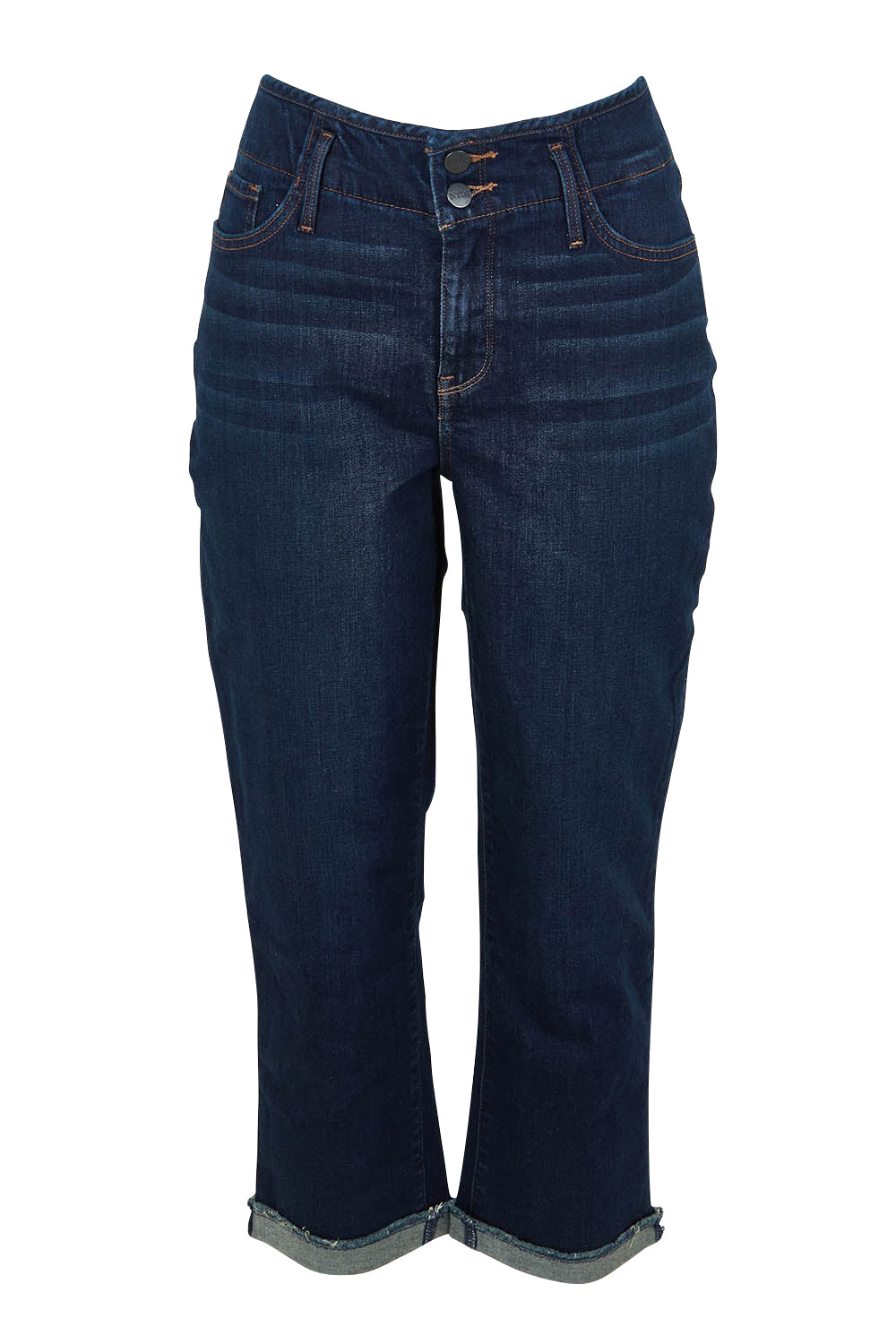 Product shot of the Chloe Capri Jean in colour Northbridg (Blue), from the front