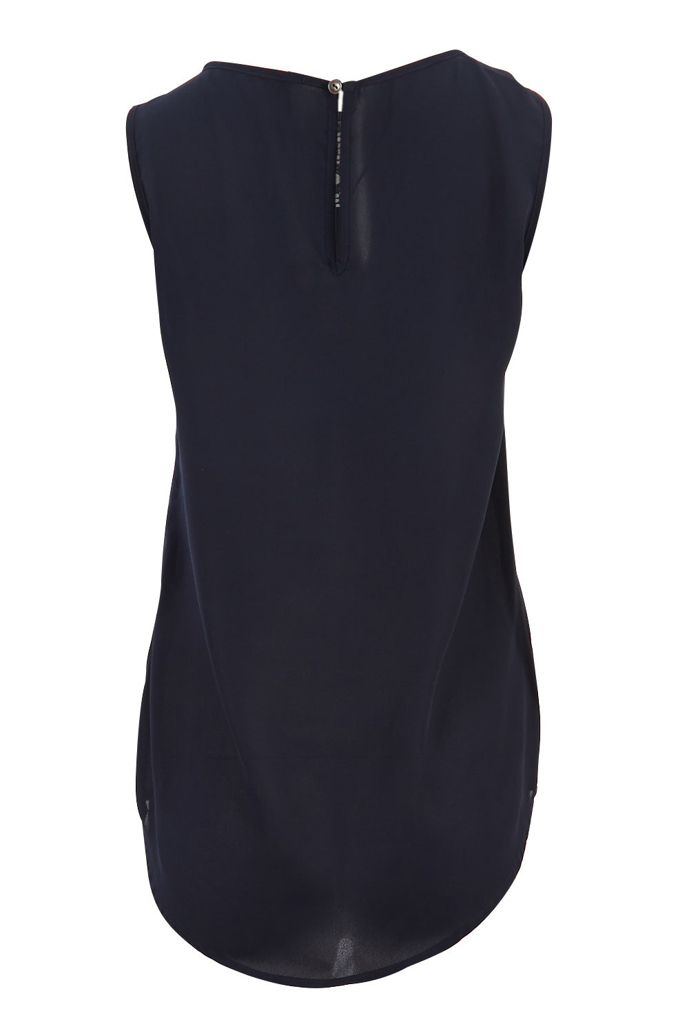 Product shot of the Venice Lace Top in colour NightSky (Blue), from the back