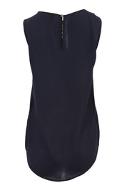 Product shot of the Venice Lace Top in colour NightSky (Blue), from the back