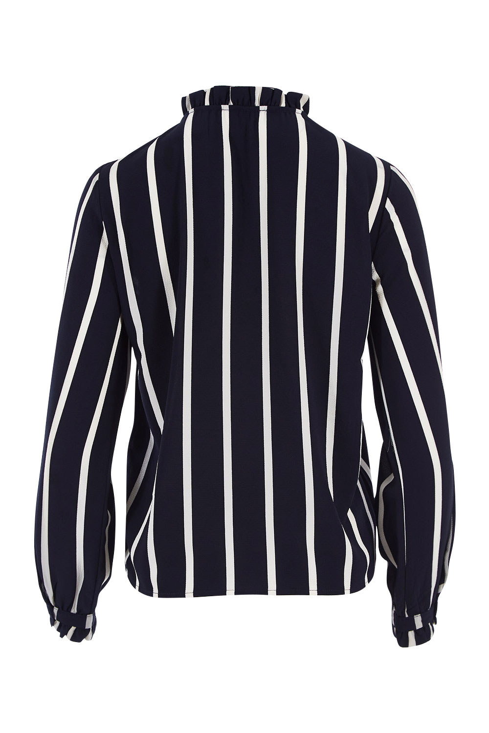 Product shot of the Nova Lux Long Sleeve Tie Top in colour AidaStripe (Black), from the back