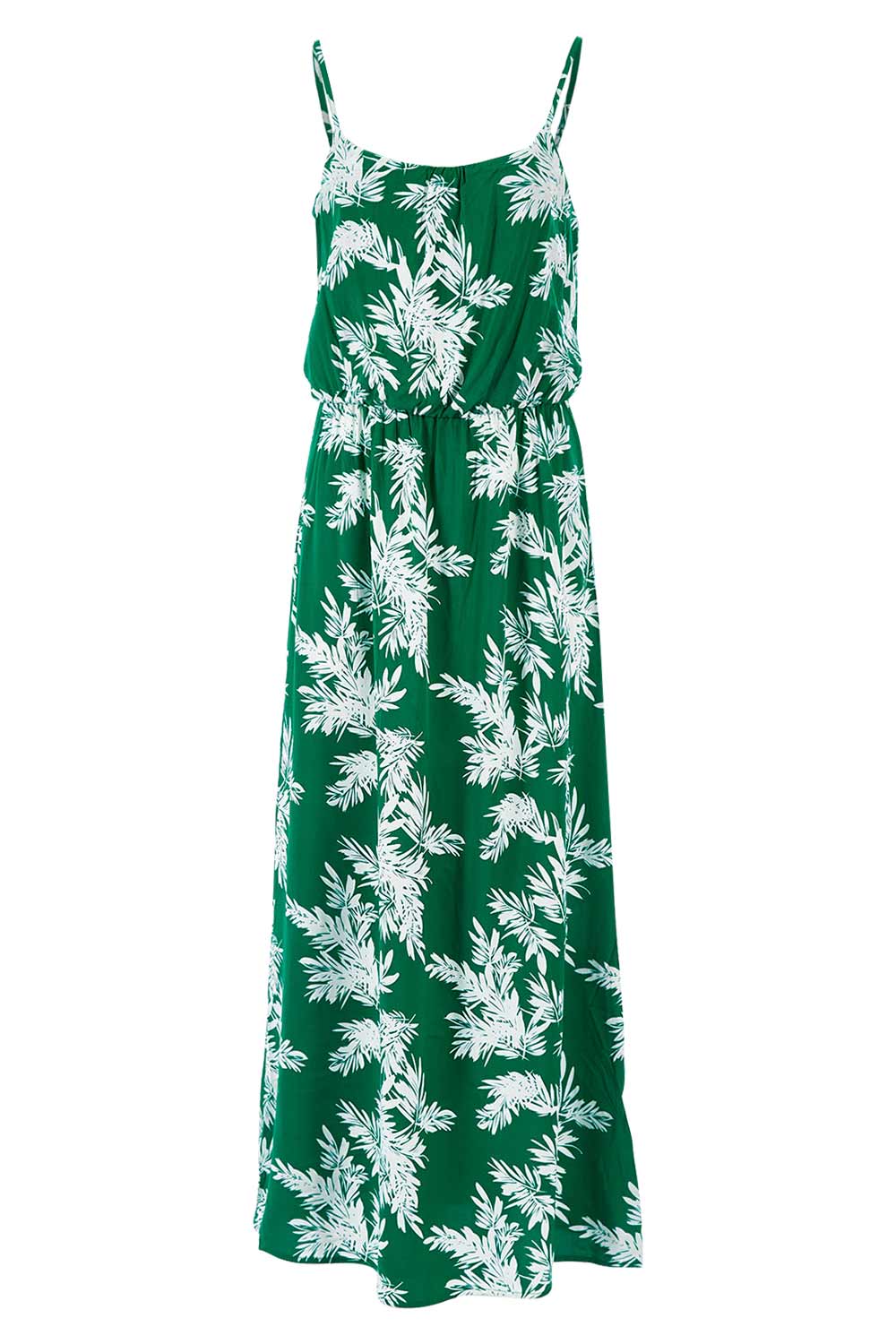 Product shot of the Strap Maxi Dress in colour Summerpalm (Green), from the front