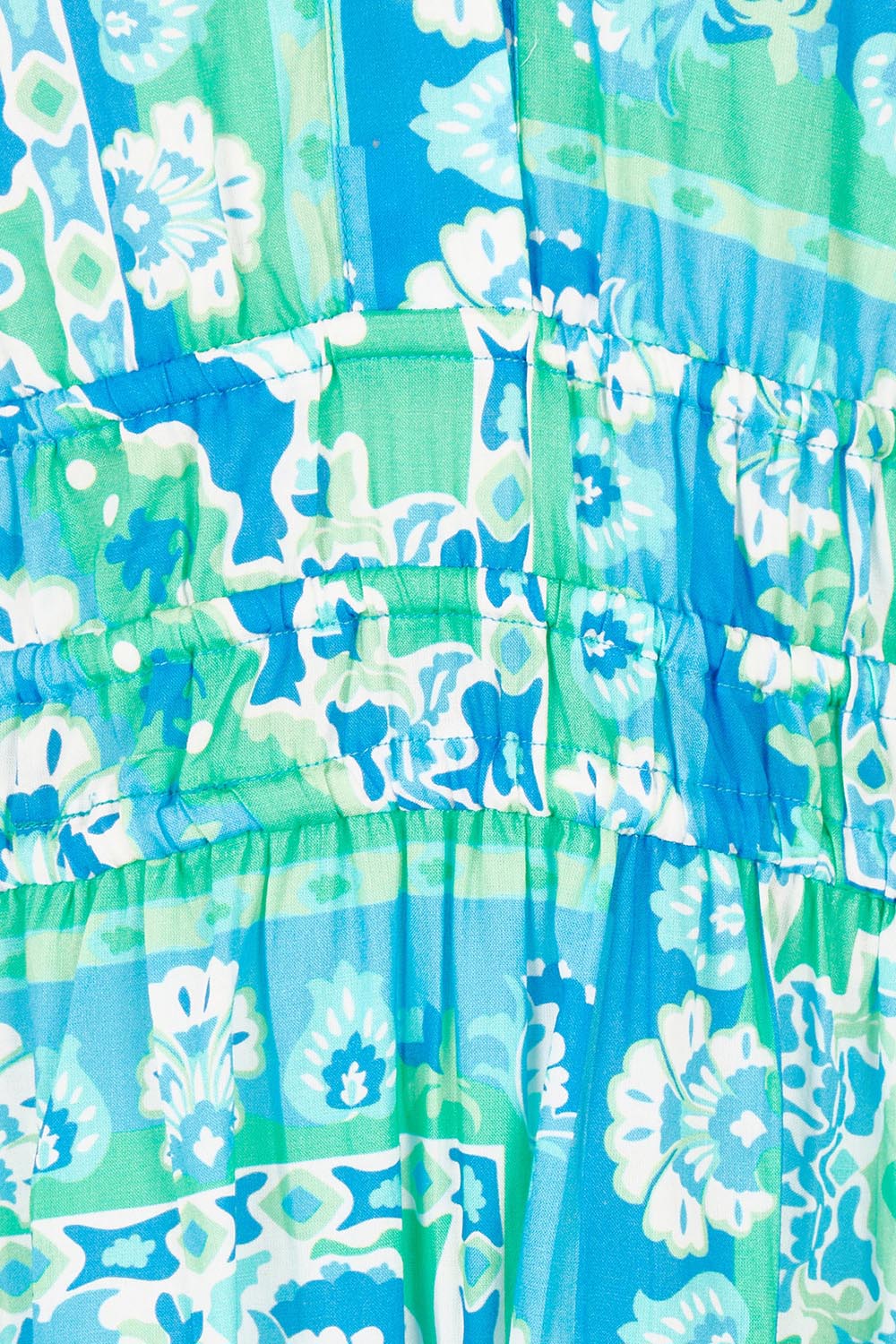 Product shot of the Short Sleeve Cotton Midi Dress in colour Aqua (Blue), detail