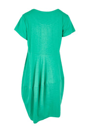Product shot of the Essentials Bubble Cotton Knit Dress - Green in colour Green, from the back