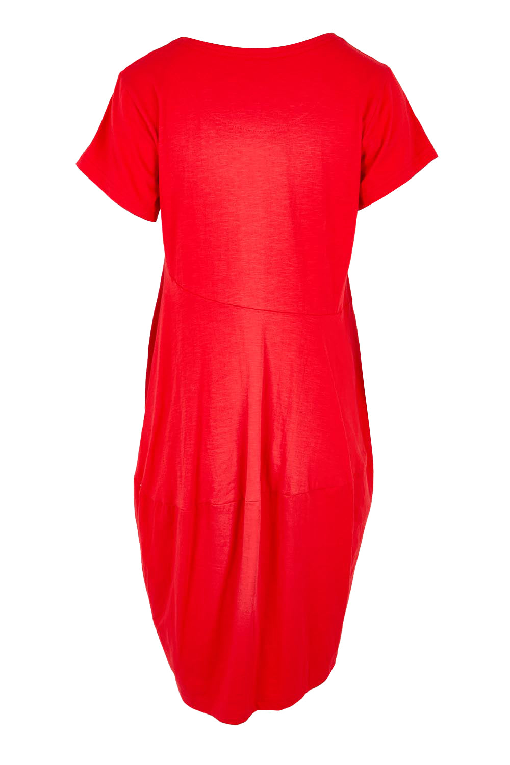 Product shot of the Essentials Bubble Cotton Knit Dress - Red in colour Red, from the back