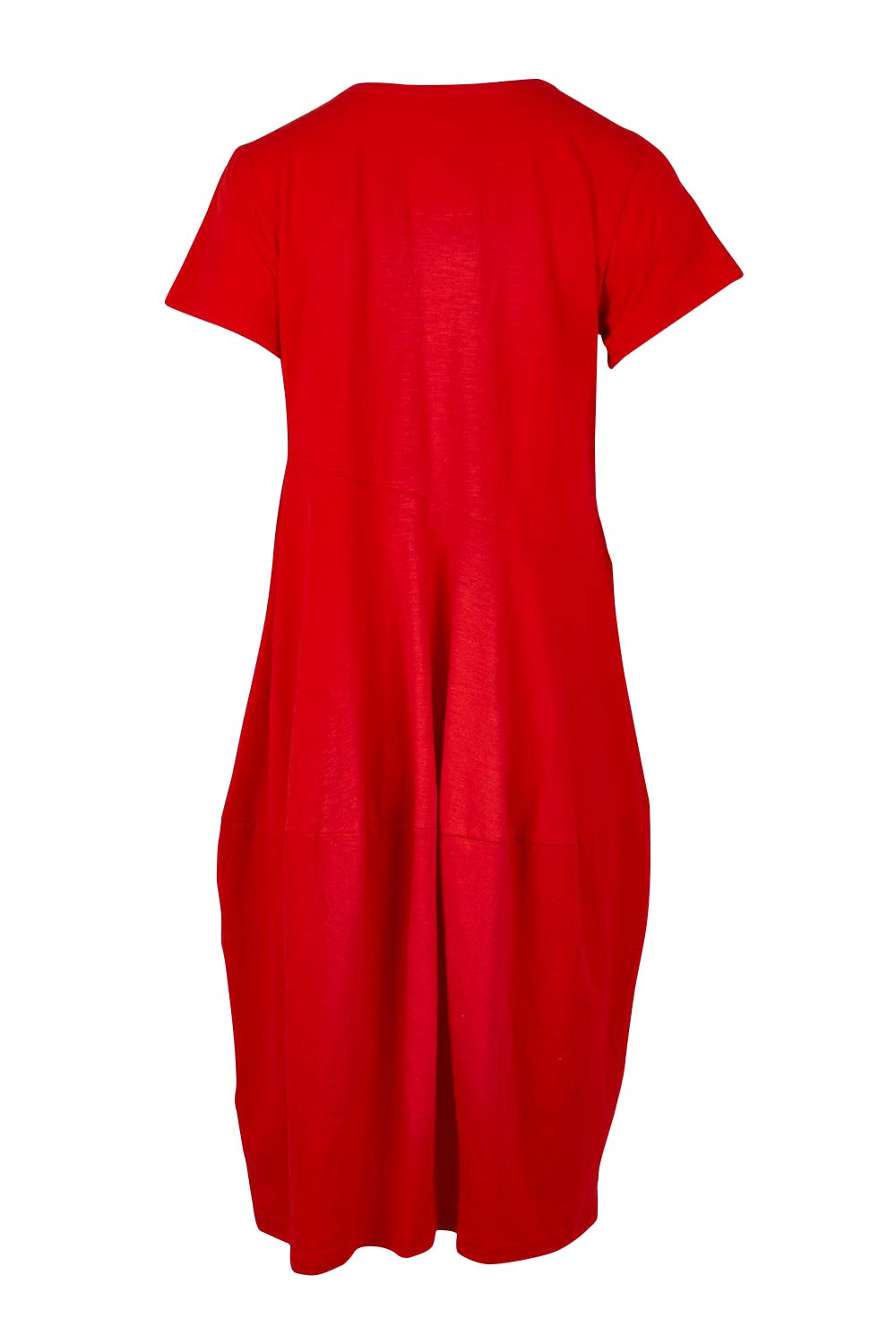 Product shot of the Essentials Organic Cotton Bubble Dress in colour Red (Red), from the back