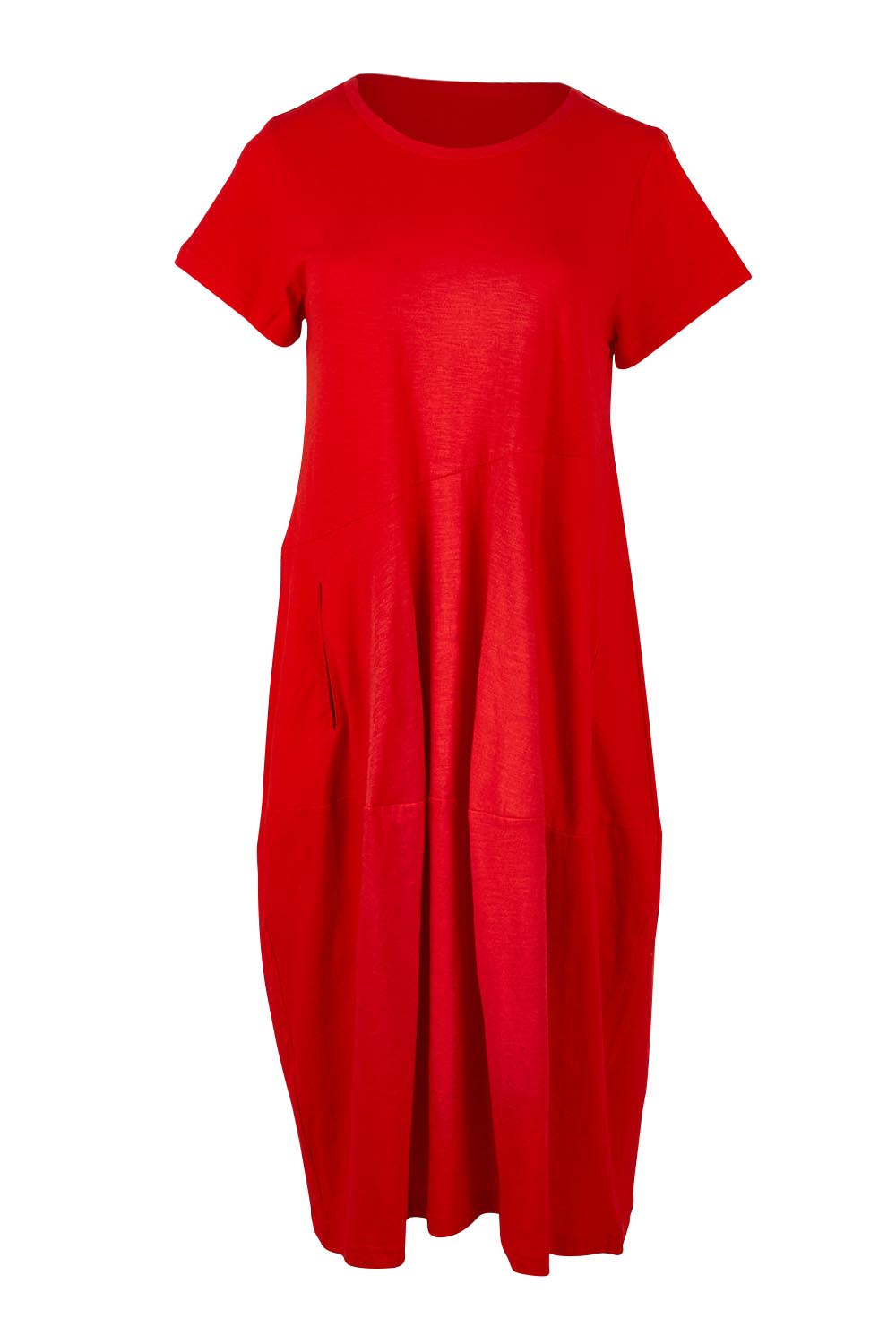 Product shot of the Essentials Organic Cotton Bubble Dress in colour Red (Red), from the front