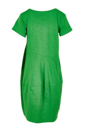 Product shot of the Essentials Knit Bubble Dress in colour Parakeet (Green), from the back